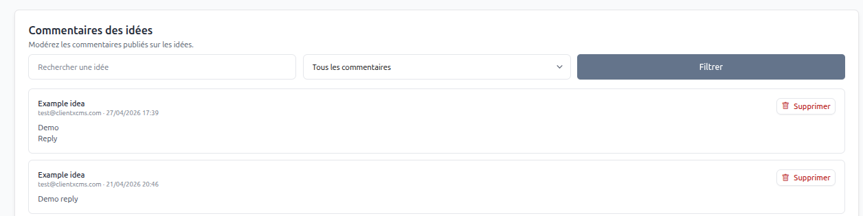 Modération des commentaires