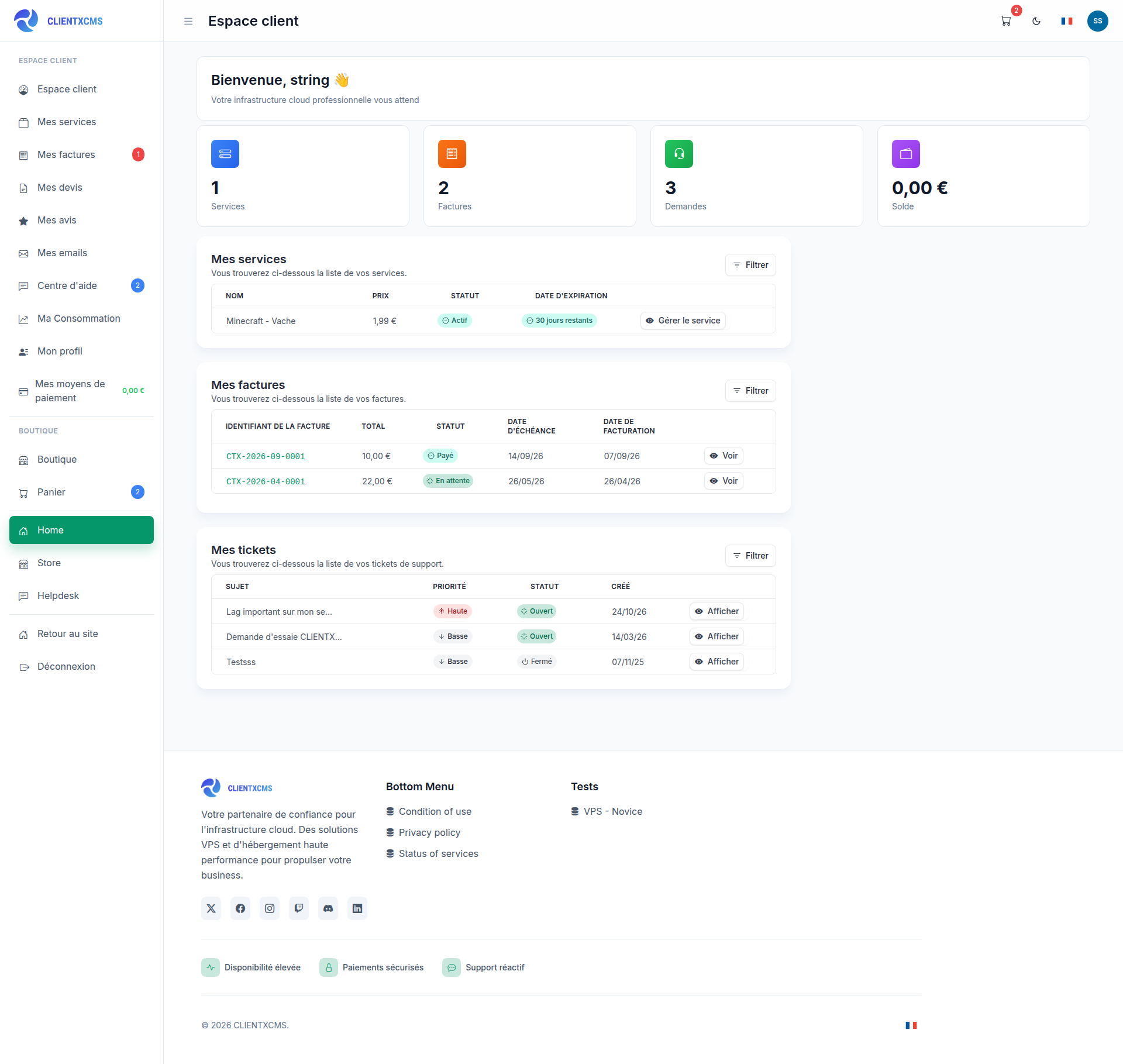 Espace client