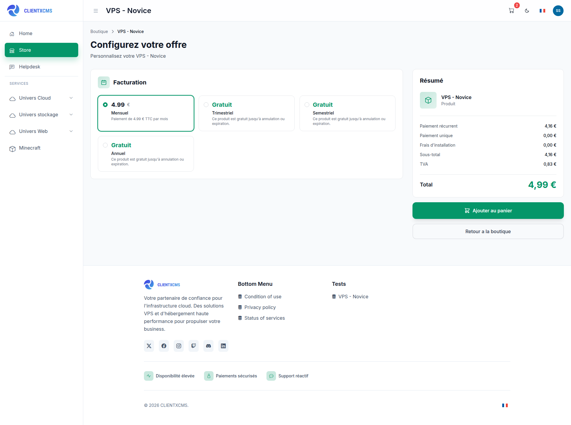 Configuration du produit