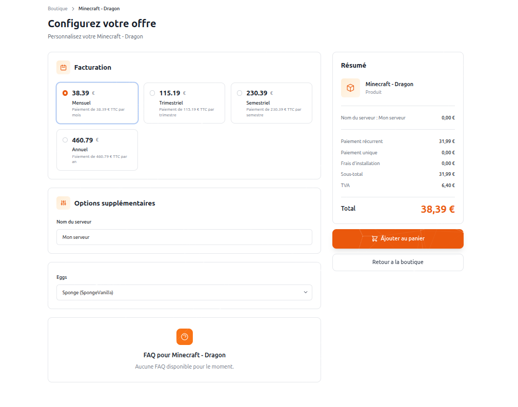 Configuration des sections