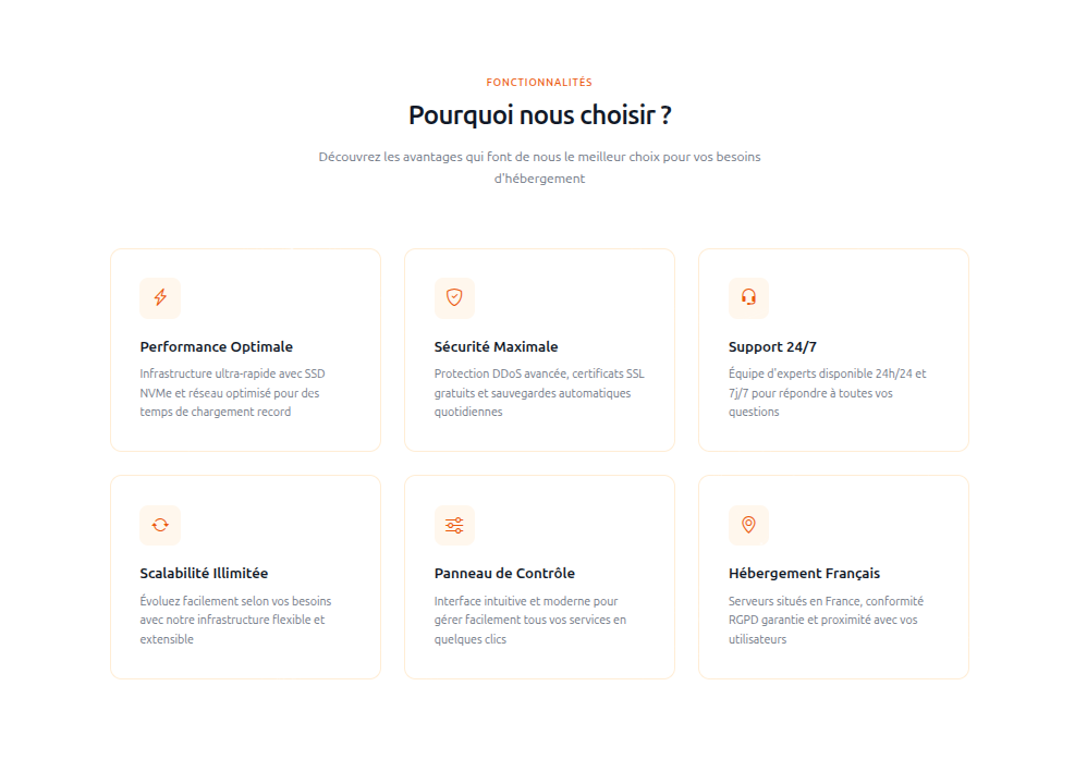 Section fonctionnalité 1 — présentation d'une fonctionnalité clé