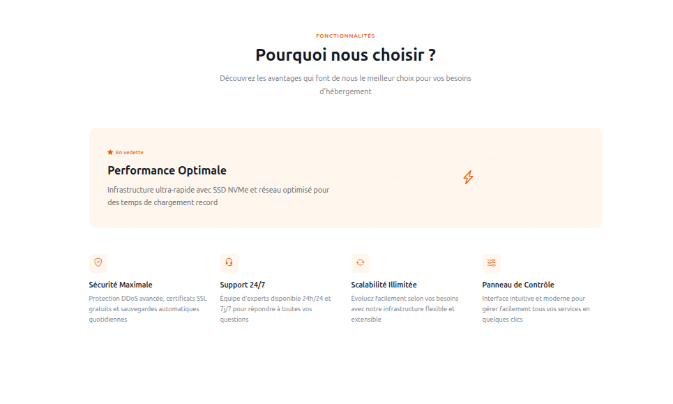 Section fonctionnalité 6 — gestion avancée des paramètres