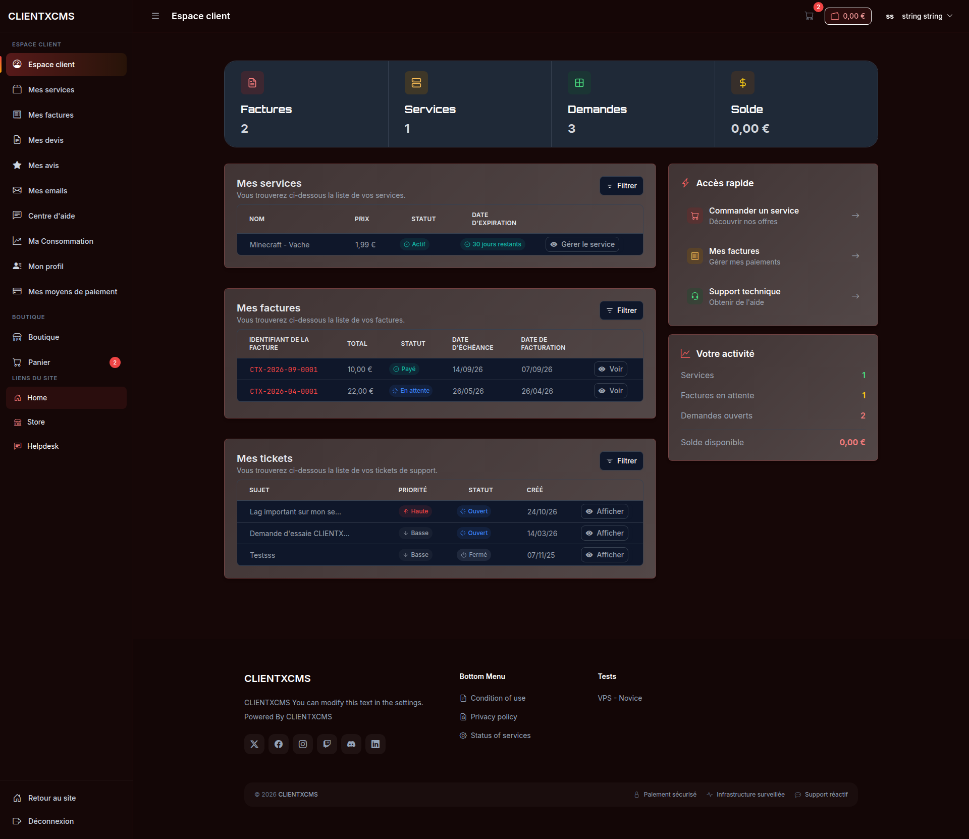 Espace client