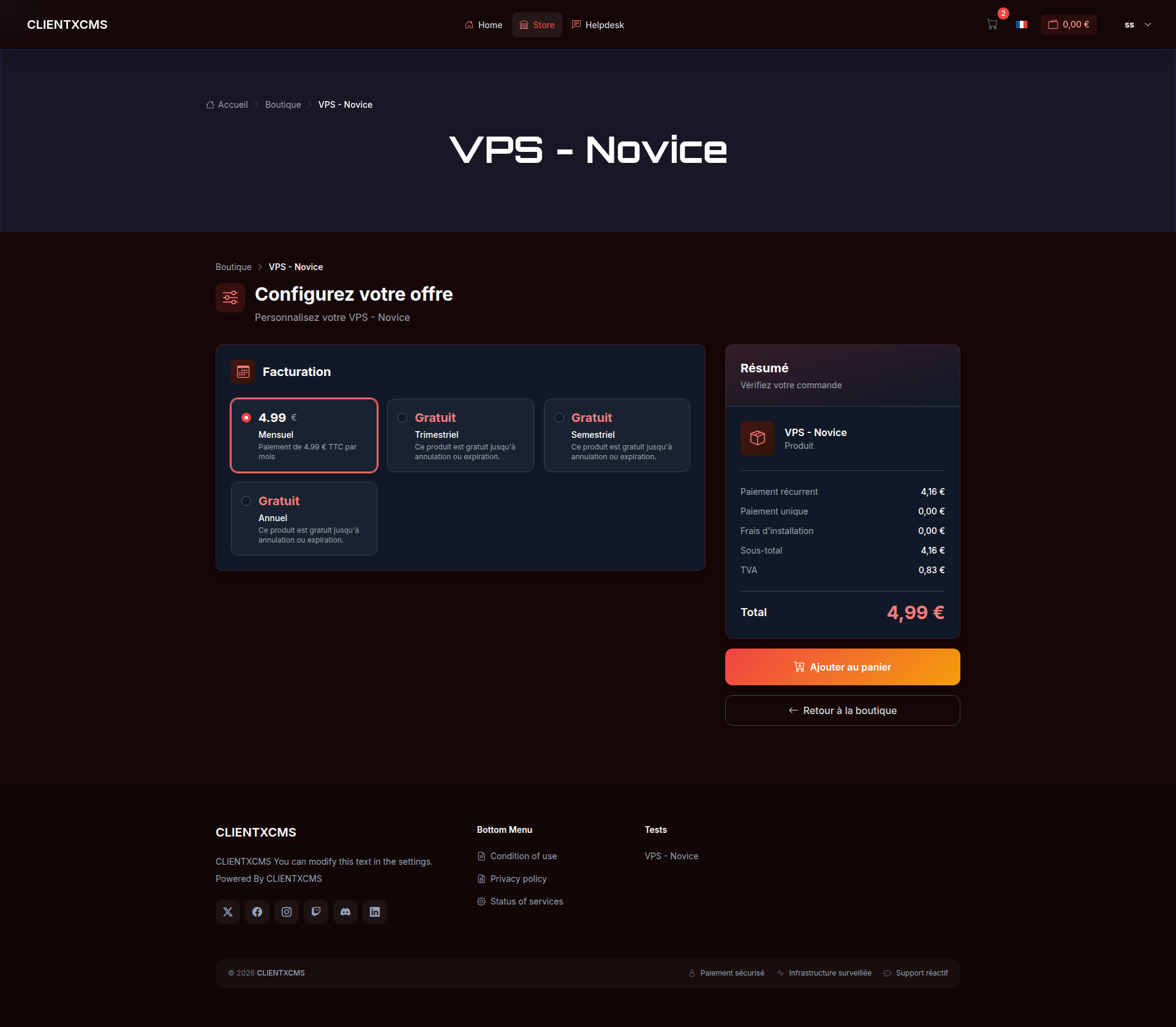 Configuration du produit